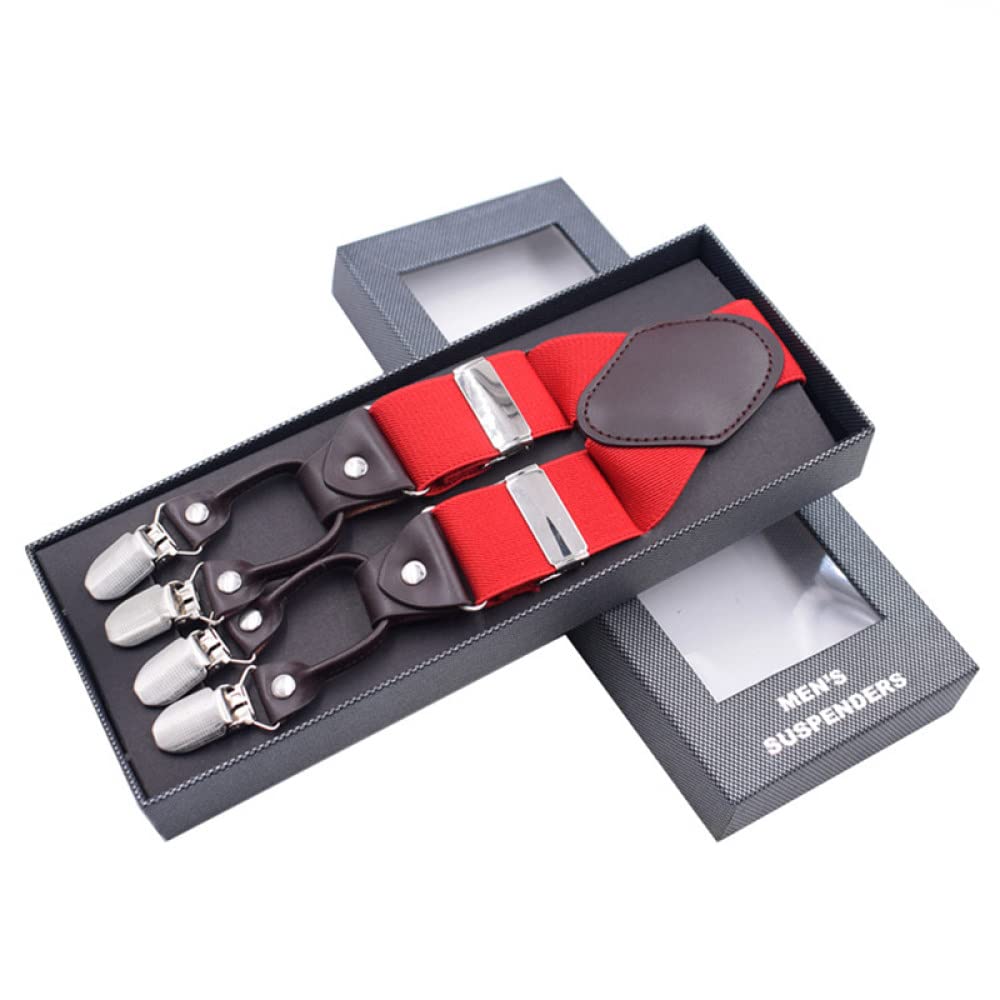 Tirantes de Cuero con Forma de Y para Hombre y Mujer, Tirantes elásticos Ajustables con 6 Clips en la Espalda, para Bodas, Fiestas, Eventos Formales