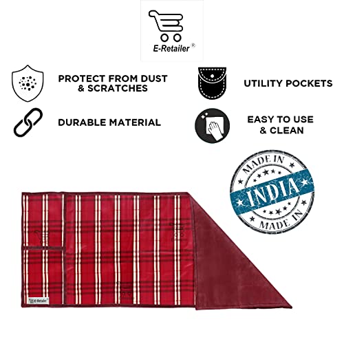 Image of PVC Waterproof 3-Layered Microwave Oven Top Cover With 4 Utility Pockets Suitable for Upto 30 Liter (Color- Red, Size-36x14 Inches)