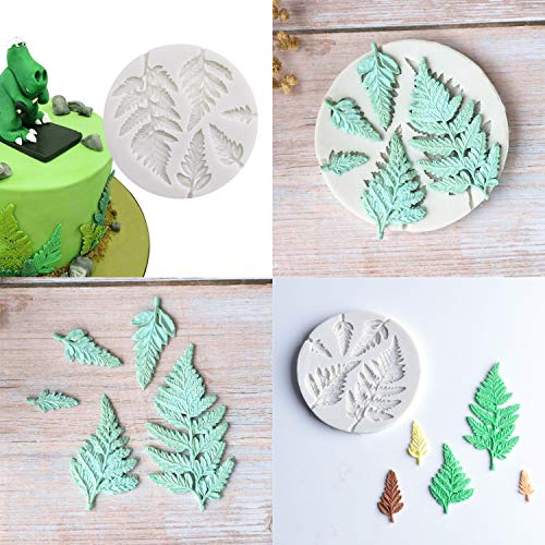 2Pcs Fondant Mold Succulent Silicone Fondant Mold Fern Fondant Mold Succulent Leaves Silicone Candy Molds Cake Decoration Molds Gumpaste 3D Silicone Molds For Polymer Clay, Cupcakes, Resin Sugarcraft #TOP6