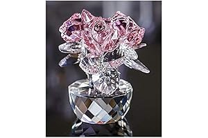QFkris Pink Crystal Rose Bouquet Flower - Elegant Decor for Cherished Moments