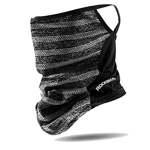 LUXSURE Bandanas pour femme, homme, enfant, avec boucles d'oreilles, guêtre, lavable et réutilisable, en coton avec coutures respirantes, Mixte, gris