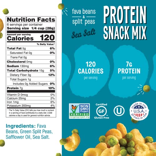 The Good Bean Protein Snack Mix - Sea Salt - (6 Pack) 6 Oz Resealable Bag - Fava Beans And Split Peas - Vegan Snack With Good Source Of Plant Protein And Fiber #TOP1