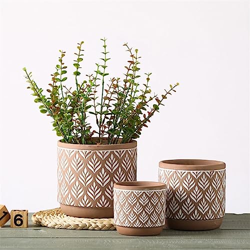 Maceta de cerámica roja para jardín y bonsái pintada a mano de estilo creativo 7