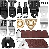 EffektWerk - 105 Pièces Lames de Scie et Kit de Ponçage pour Multitool - Accessoires Oscil...