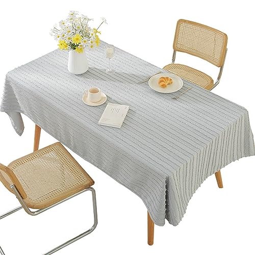 Nappe anti-taches rectangulaire 90x135 CM coton lin rayures gris bleu