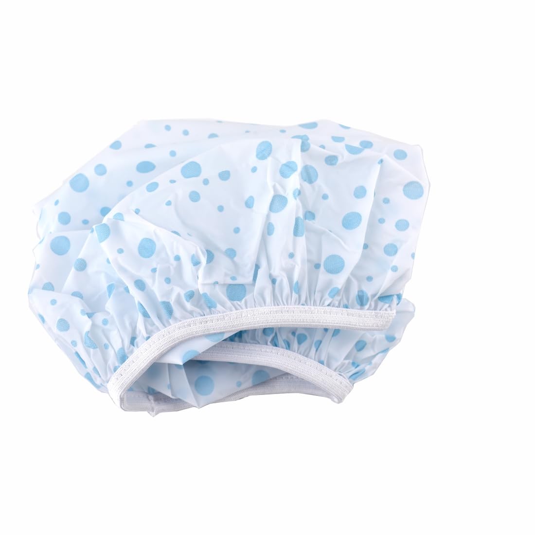 GUBB Dotted Printed Reusable Shower Cap for Men and Women (White) - Stylish and Waterproof Hair Protection with Elastic Band for a Luxurious and Hassle-Free Shower Experience