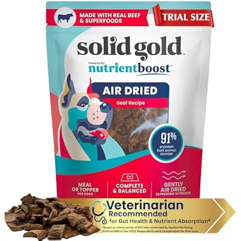 Solid Gold Air Dried Dog Food Toppers for Picky Eaters - Healthy Dog Treats Made with Real Beef to Serve as Meal Topper or Dog Treat - Supports Muscle Growth, Immunity, and Healthy Digestion - 4 oz Cover