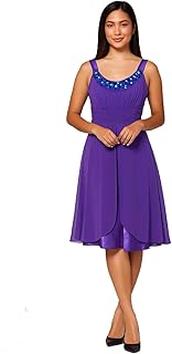 فستان سهرة ارجواني انيق مع اشرطة من الساتان وطبقة من الشيفون