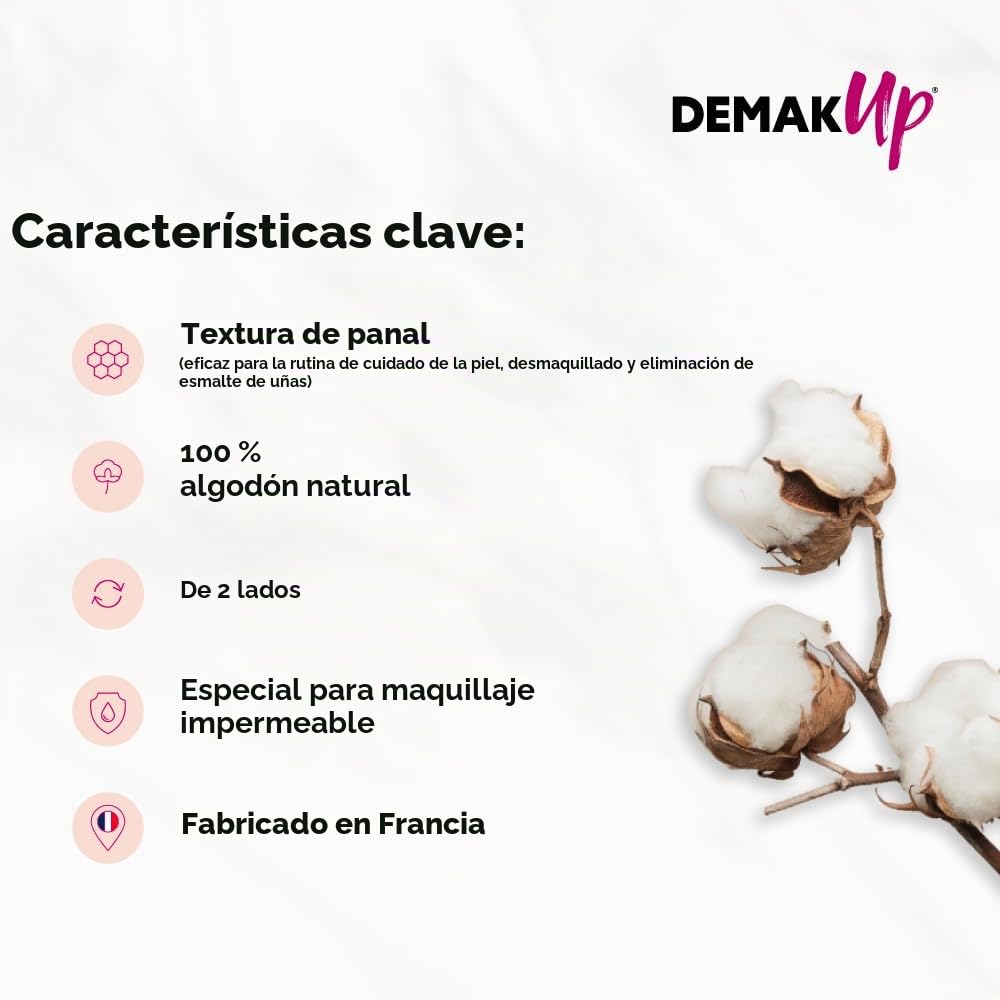 Demak'Up Expert - 108 discos de algodón desmaquillantes, 5, 6 x 5, 6 x 27, 5 cm