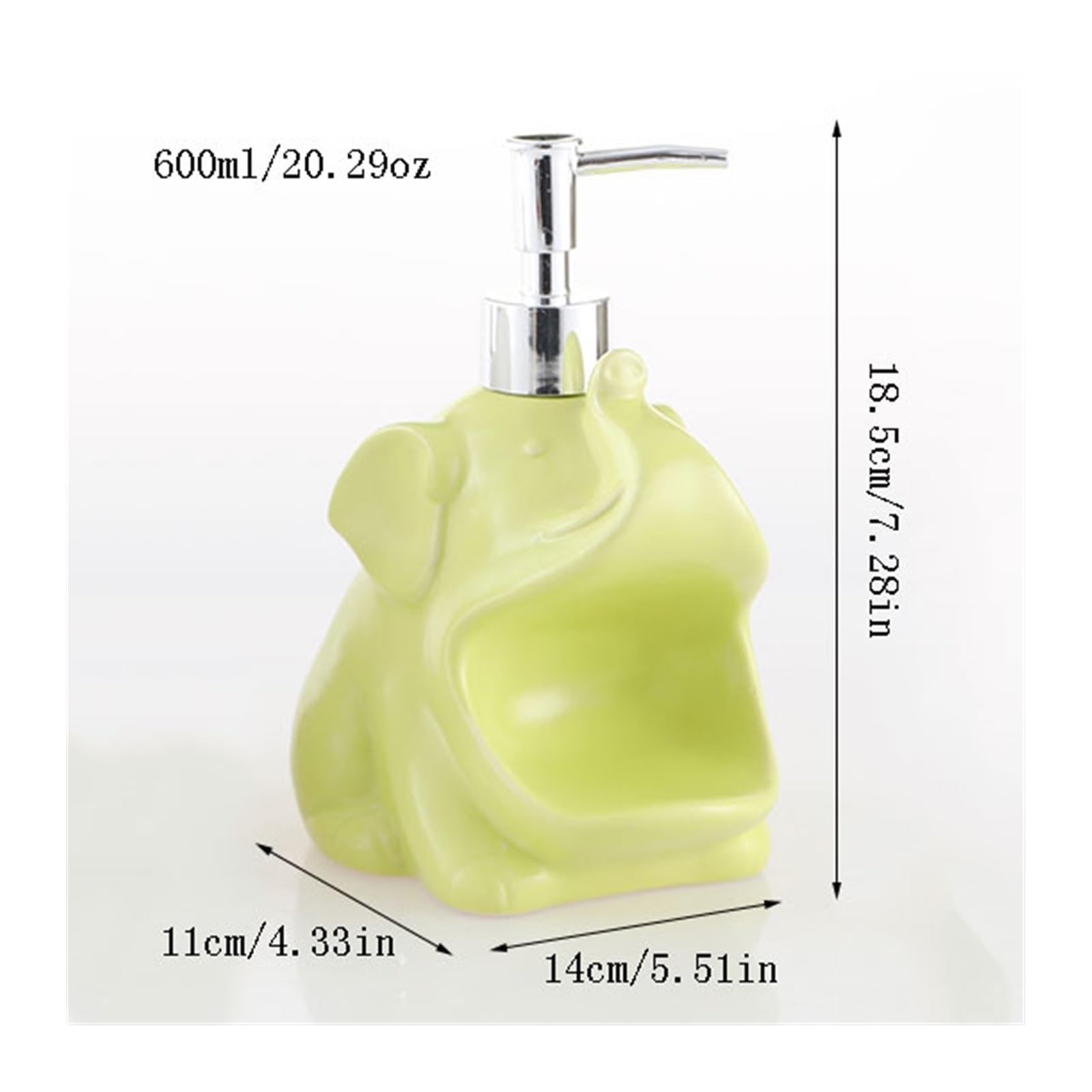 Dispenser di Sapone Dispenser di sapone a forma di elefante, pompa for sapone a tinta unita, bottiglia di sapone in ceramica for detersivo for piatti, shampoo da bagno e altro (600 ml/20,29 once) disp