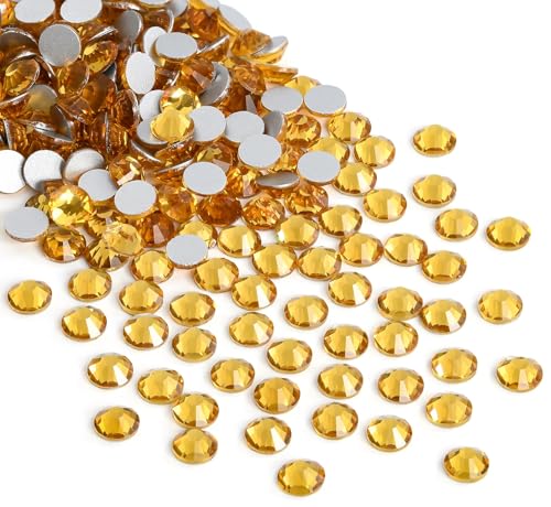 Image of Jollin Crystal Flatback Rhinestones Gems for Crafts 2.8mm SS10, Topaz | Glue Fix, 2880pcs Glass Rhinestones for Bedazzling, Clothes, Tumblers, Nail Art, Shoes, Bags, Caps & Accessories Decoration