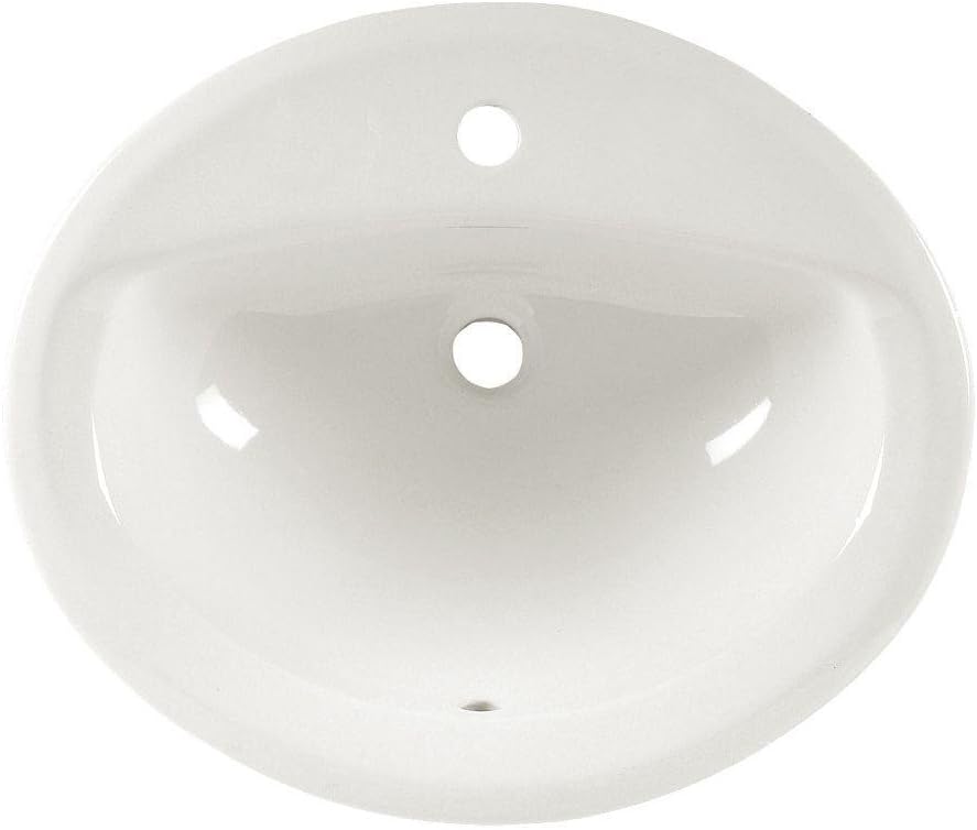 American Standard 0475.047.020 Aqualyn Self Rimming Countertop Sink with Center Hole Only and Tapered Edges, White