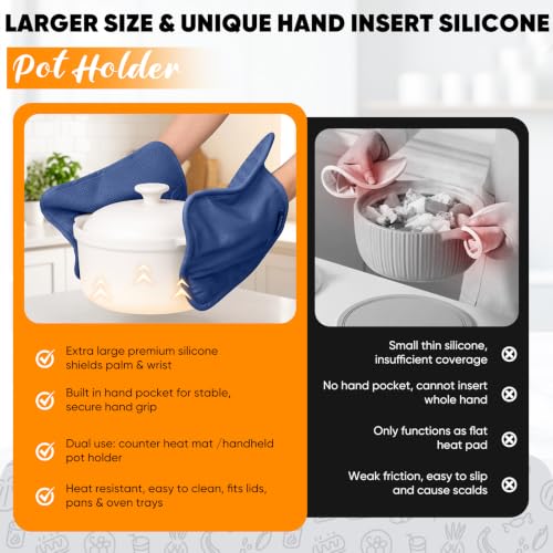 Silicone Oven Mitts and Pot Holders Sets, Baking Kitchen Gloves/Hot Pads 500°F Heat Resistant with Non-Slip Silicone Grip Surface, Includes 2 Cooking Mitts/2 Potholders/4 Kitchen Towels/4 Dishcloths - image 3