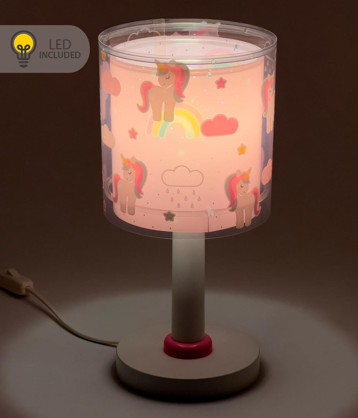 Dalber Lampada da tavolo o comodino per bambini Unicorni animali Unicorns, 41591N, G4-4W LED - Lampadina inclusa