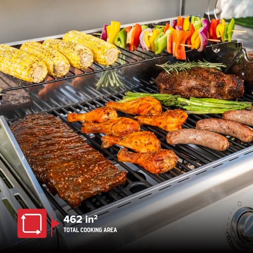 Image of Nexgrill Stainless Steel 3-Burner Propane Gas Grill w /Foldable Side Shelves, 40,500BTUS, 591.05 sq. in. Cooking Area, Perfect for Outdoor Cooking & Grilling, BBQs, Backyard, Tailgating, 720-0830MN