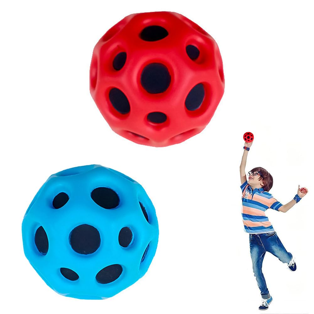 3 Balles Rebondissantes Lune - 7cm - Caoutchouc Haute élasticité - Pour Jeu Intérieur/extérieur