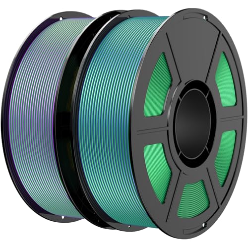 Image of Dual Color Silk PLA Filament 1.75mm 3D Printer Filament Bundle, 2kg Spool (4.4lbs), Dimensional Accuracy + /- 0.03 mm, Fit Most FDM 3D Printers (Blue Green + Purple Green)
