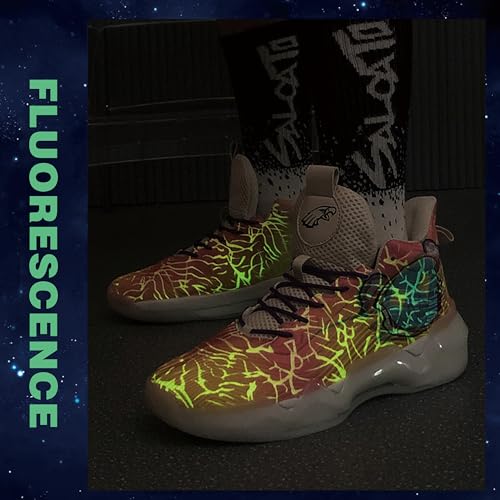Image of Men's High-Top Basketball Shoes Anti-Slip and Wear-Resistant Soles Running Shoes Graffiti Design Fashionable Sports Shoes