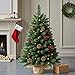 3FT Pre-lit Artificial Small Mini Christmas Tree with Warm White Multi-Color LED Lights, Remote Control and Timer, Perfect for Xmas Tabletop Decorations, Home, Kitchen, Dining Table top