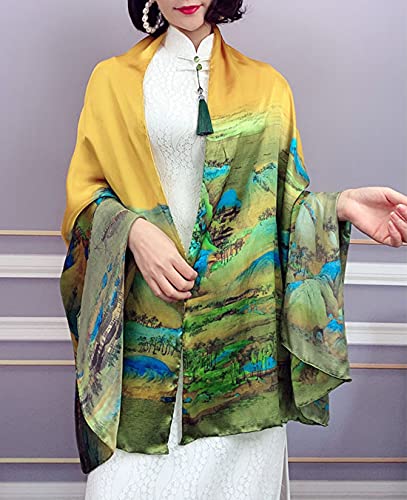 Image of ZDMHSH Fashion Scarves Scarf 100% Silk Feeling Scarf Silk Like Scarves Long Lightweight Sunscreen Shawls for Women