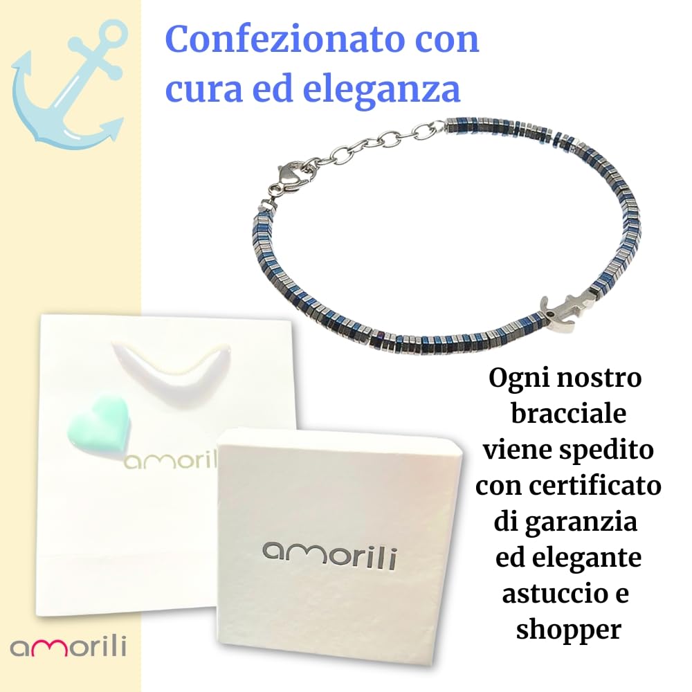 Bracciale Uomo Ancora in Acciaio Inox Blu con Zircone | Braccialetto Nautico Marinaro Elegante e Regolabile | Gioiello Maschile Simbolo di Forza e Libertà | Idea Regalo per Uomo di Mare bcc1853b