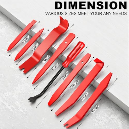 Image of 16Pcs Car Trim Removal Tool Set, Fastener Removal Tool with Stem Caps, Red