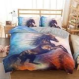 MXYHDZ Juego de Funda de Edredón - Microfibra Funda de Nórdica 220 x 240 cm Color Humo Animal Caballo Funda De Edredon...