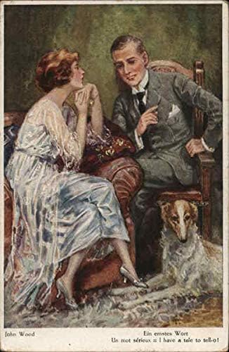 I Have a Tale to Tell-O! Couples Original Antique Postcard 1943