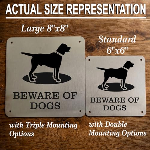 Image of Beware of Dog Sign, Labrador, 6x6 Inch, Durable Steel, Dual Mount