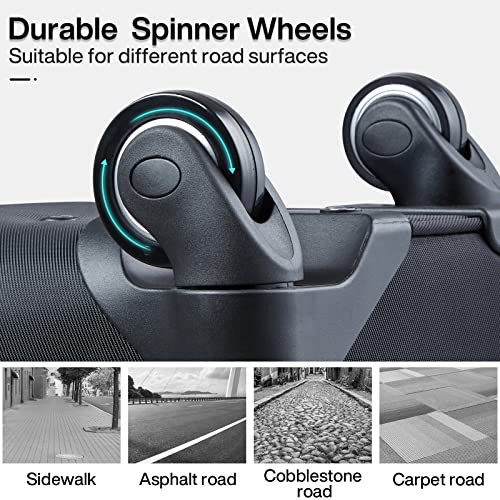 Hanke Multi-Function 24" Softside Expandable Checked In Suitcase With Spinner Wheels, Lightweight Upright Luggage With Tsa Lock,Rolling Travel Luggage For Woman & Men, 24-Inch(Black) #TOP6