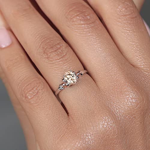 Gem Stone King 925 Silver and 10K Rose Gold Oval Gemstone Birthstone Engagement Ring | Oval 7X5MM | Wedding Engagement Anniversary Solitaire Promise Ring For Women4