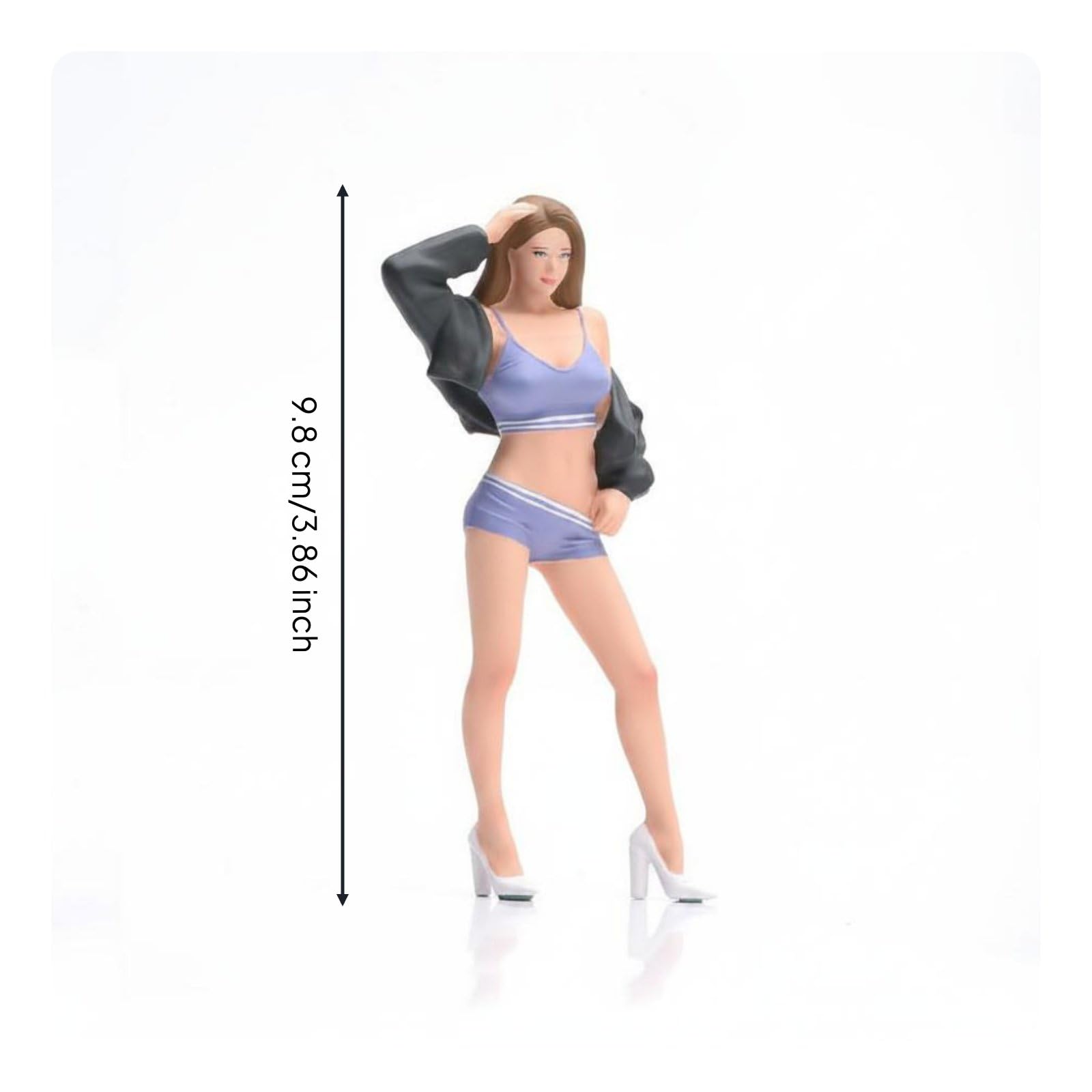 Milageto Miniatura Femenina Figurita Estatua Muñeca Mujer Realista de Resina con Rasgos Faciales Definidos y Moderno Adecuada para Vitrinas Maquetas Escenas Colección