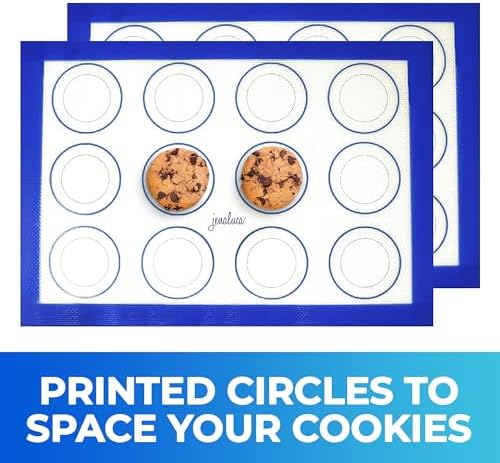 Jenaluca Silicone Baking Mats 2 Pack - Non-Stick Mats with Cookie Measurements Reusable Food Grade Silicone for Cookies, Pastries & Meal Preparation - Non Slip - 16.5 x 11.6 - Thumbnail 5