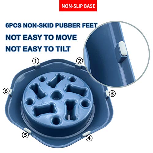 Caishow Slow Feeder Dog Bowl Anti Gulping Healthy Eating Interactive Bloat Stop Fun Alternative Non Slip Dog Slow Food Feeding Pet Bowl Slow Eating Healthy Design For Small Medium Size Dogs（Blue，Bone #TOP3