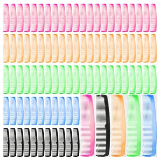 Nuogo 100pcs Colorful Hair Combs Bulk, Individually Wrapped, Simple Style