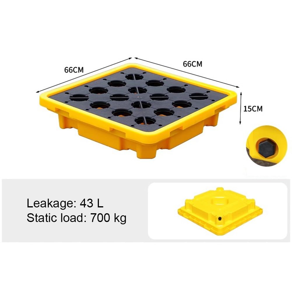 Bac de rétention des déversements d'hydrocarbures, Palette de rétention emboîtable pour fûts avec Grille Amovible, Plateforme de Stockage Industrielle en polyéthylène pour seaux de Peinture