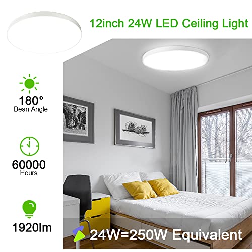 LED Ceiling Light Fixture ,11 Inch 24 Watt,Round Flat Panel Light, 5000K Daylight White Thin Ceiling Lamp Surface Mount for Kitchen Hallway Stairwells Bedroom Utility Laundry Closet Room-white - Thumbnail 5