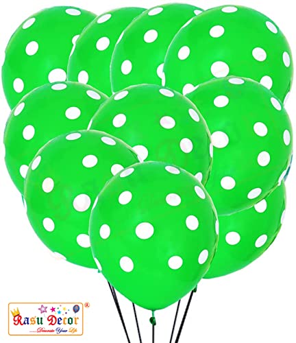 Image of RasuDecor 10 Pieces 12 inch Polka Dot Latex Balloon Dark Green and White Dot Colorful Balloons, 12 Inch Latex Polka Dots Balloons for Kids Women Men Birthday Easter Engagement Wedding, Halloween Party Supplies Decor #RasuImpex (10Pcs 12 inchPolkaDotDGreenWhite)