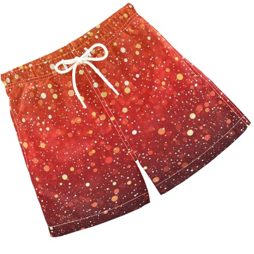 Pigsaly Boys Swim Trunks Bright Tomato Red Coral Gradient Flash Glitter Boys Board Shorts Swimsuit Swimwear Bathing Suit 4T