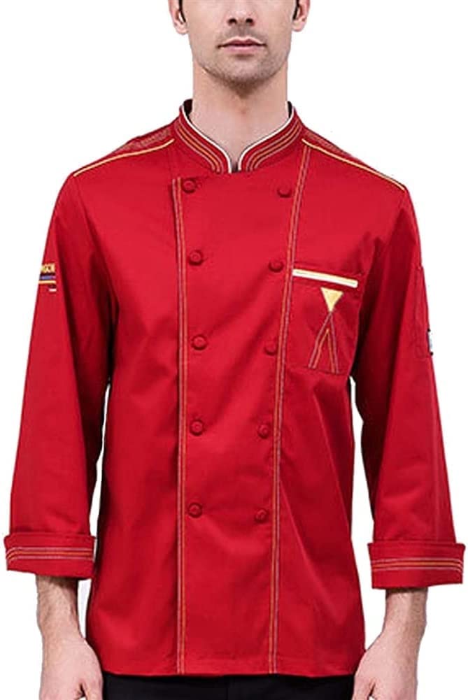 Giacca da chef per uomo e donna, giacca da chef a maniche lunghe per uomini e donne, leggera, per hotel, cucina, ristorante, giacca da chef con doppio bottone, giacca da lavoro con rete