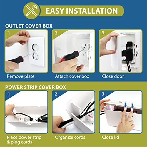 Power Strip Cover And Outlet Cover Box - Effectively Baby Proofs Power Strip And Electrical Outlet. With Patended Double Lock, Protects Small Hands & Fingers #TOP5