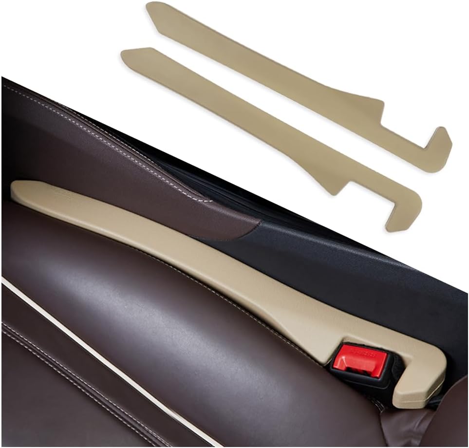 Super Flexible Car Seat Gap Filler,Durable Car Organizer Between Seats for Tightly Filling Seat Gaps,Universal Car Side Seat Gap Filler Car Accessories for Women & Men (Beige/2PCS)…