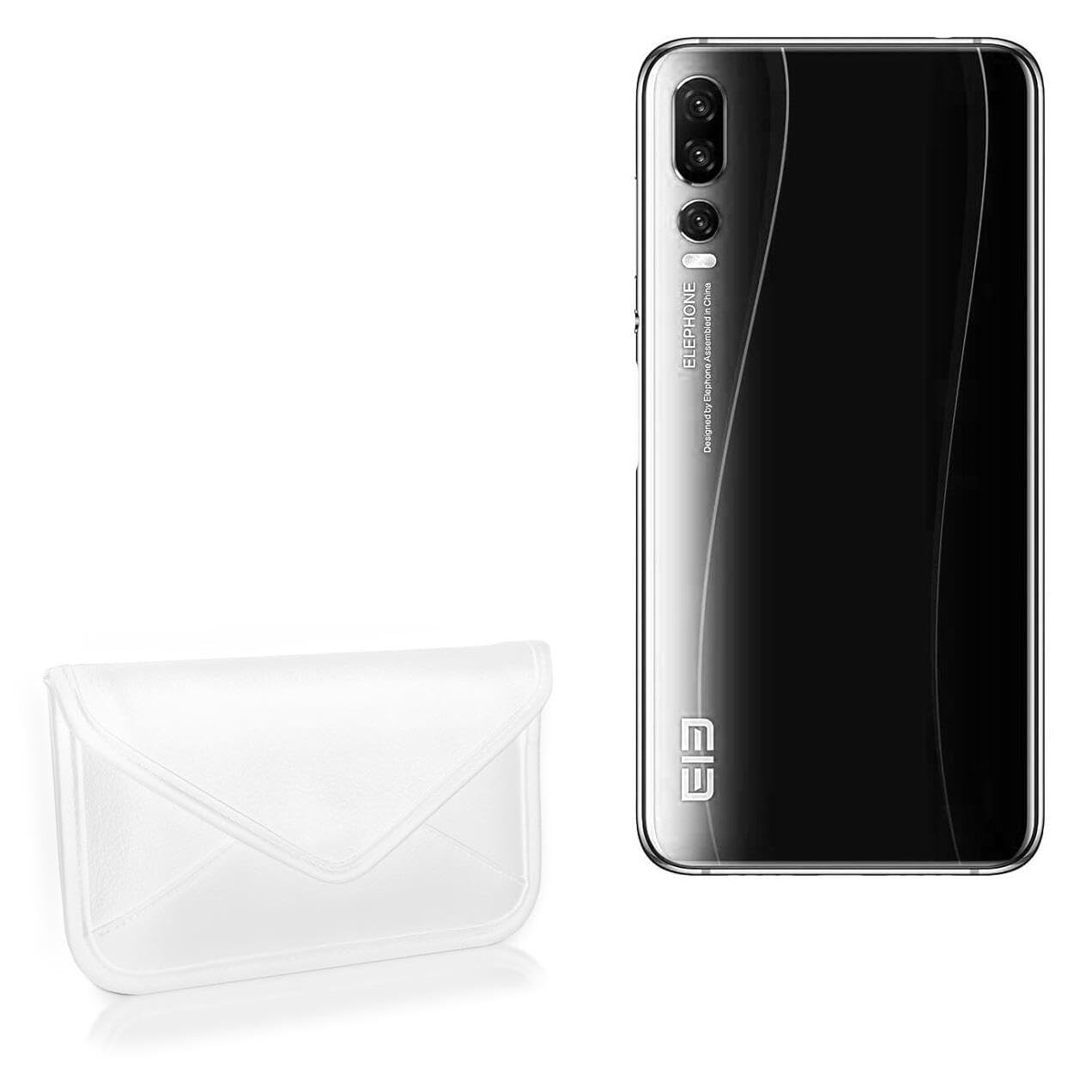 BoxWave Case Compatible with Elephone A5 - Elite Leather Messenger Pouch, Synthetic Leather Cover Case Envelope Design - Ivory White