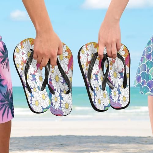 STAYTOP White Daisy Flip Flops Sandals of Men's & Women's,Sandals Beach Slippers Shower Slides4