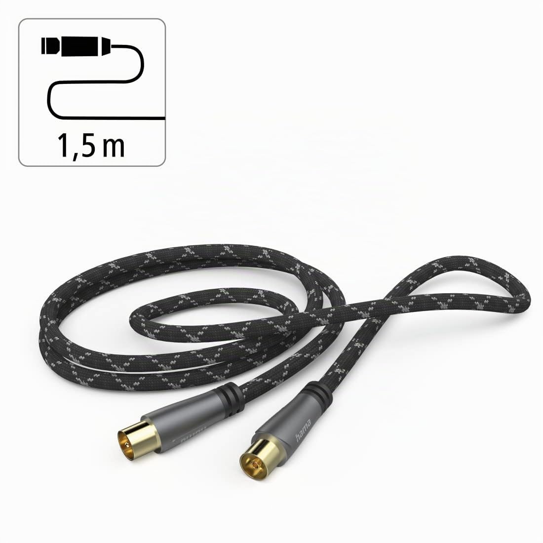 Hama Cavo antenna, Coax. maschio - Coax. fem, metallo, dorato, 1,5 m, 120 DB