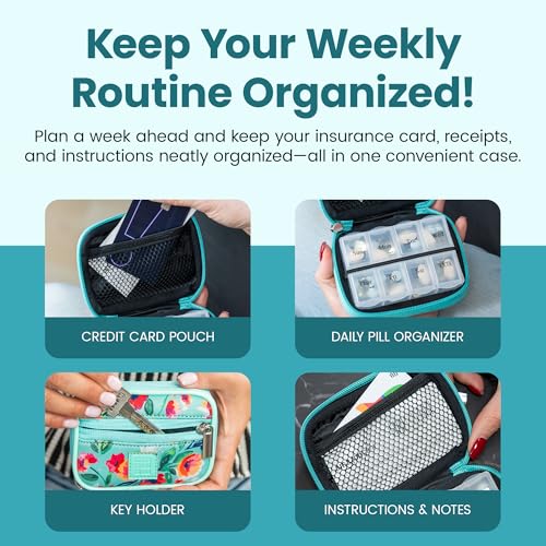 Image of Made Easy Kit Pill Case - Weekly Medicine Organizer with Removable Seven-Day Vitamin & Supplement Box (Silver Snake Skin)