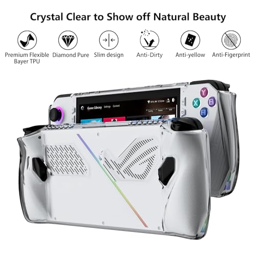 Image of Aircawin Case for ROG Ally Case Clear,Shockproof Clear Case Case for Asus Rog Ally Handheld Game Console with 4pcs Thumb Stick Cap,Lightwheight Soft TPU Case for ROG Ally Gaming Accessories-Clear