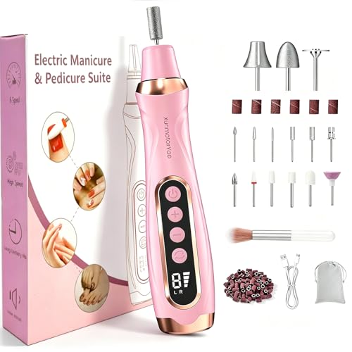 XunmotorYao Ponceuse Ongle Professionnelle 15 en 1 Lime a Ongle Electrique Sans Fil Avec LED écran...