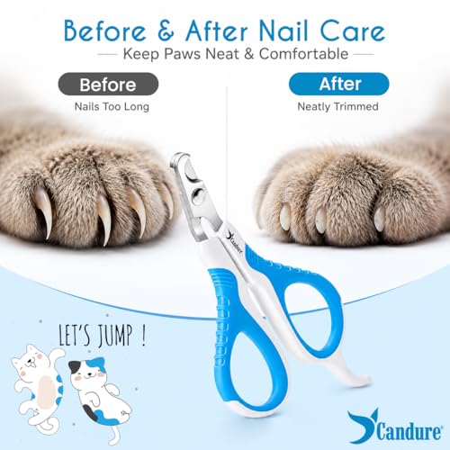 Image of Candure Cat Nail Clipper Stainless Steel Cat Claw Trimmers for Rabbits, Guinea Pigs, Birds, Puppies, Kittens and Small Animals Pet Nail Clipper for Professional and Home Use 4 inch White & Blue