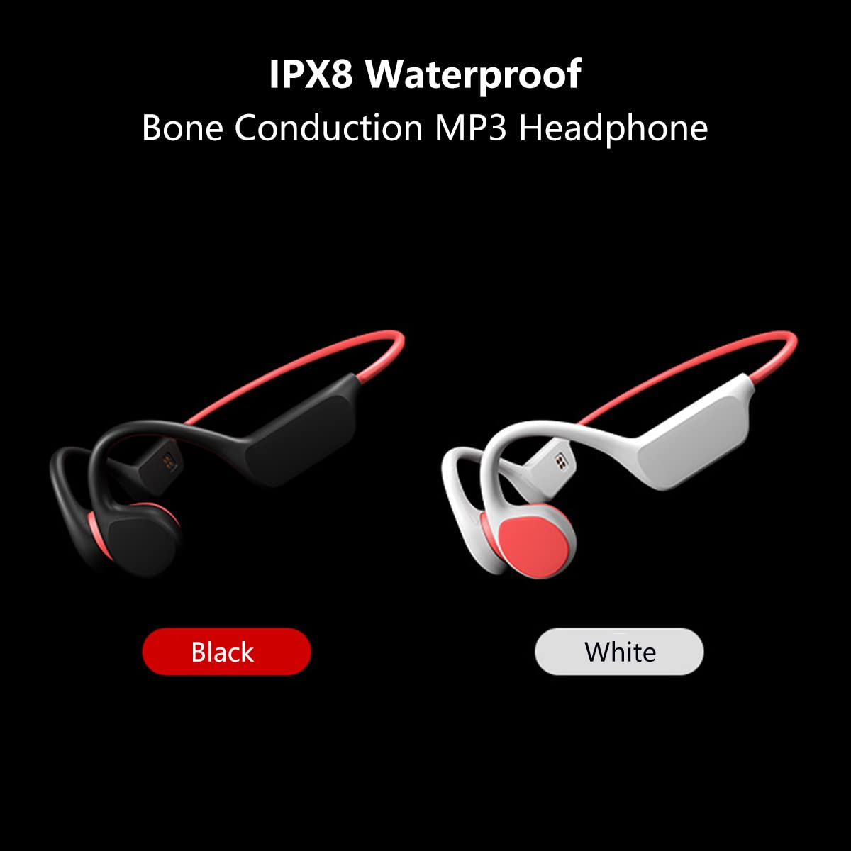 Bezprzewodowe słuchawki Bluetooth IPX8, wodoodporne słuchawki do uprawiania sportu, pływania, biegania, przewodzenia kostnego, do noszenia z odtwarzaczem MP3, z pamięcią 32 G, otwarte słuchawki